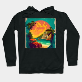 Amalfi Coast Italy Vintage Travel Art Poster Hoodie